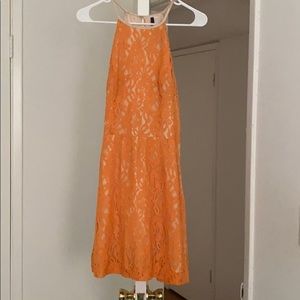 Orange lace mini dress